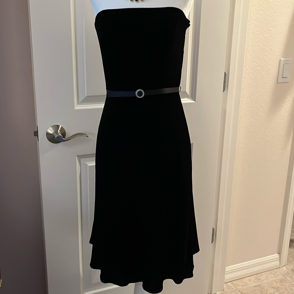 Ann Taylor Black Strapless Velvet Dress Size 2